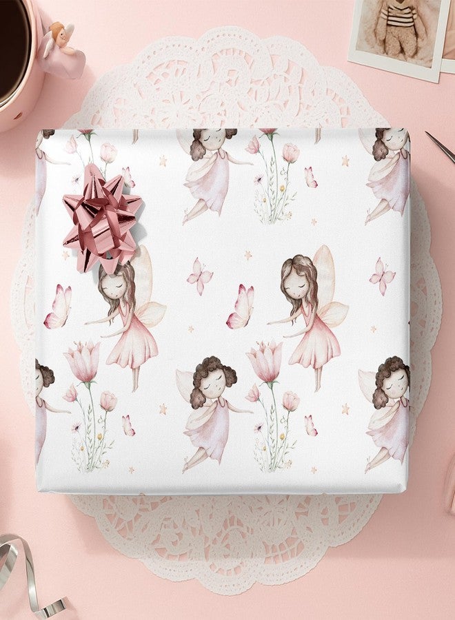 TAKEALOOKO Fairytale Fairy Wrapping Paper - 12 Pcs Woodland Fairygirls Fantasy Gift Wrap for Girls Birthday & Baby Shower Party DIY Crafts, Fairy Princess Theme Present Wrapping Sheets - Image 3