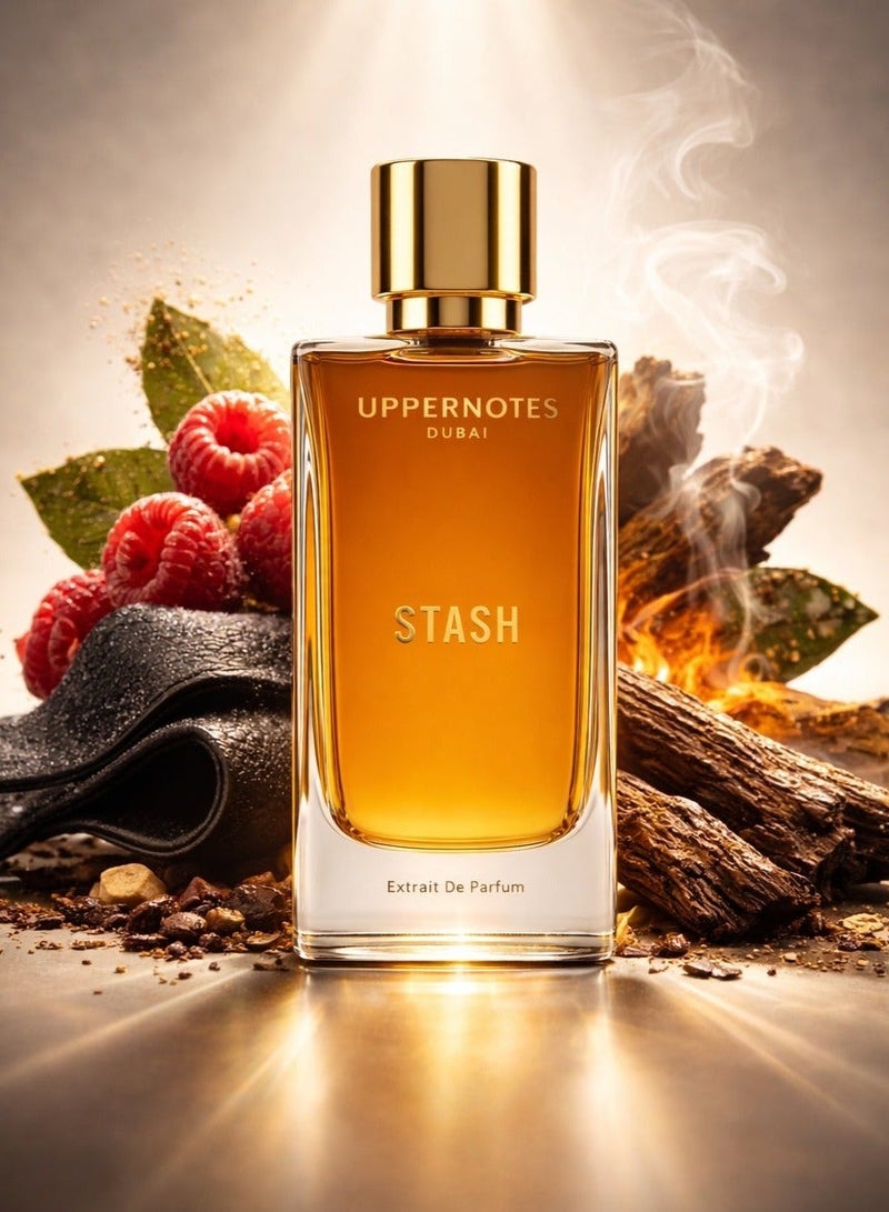 UpperNotes Stash Extrait De Parfum Unisex 80ml | Sweet Raspberry Leather Agarwood Oud | Smoky Long Lasting Arabian Fragrance UAE - Image 1