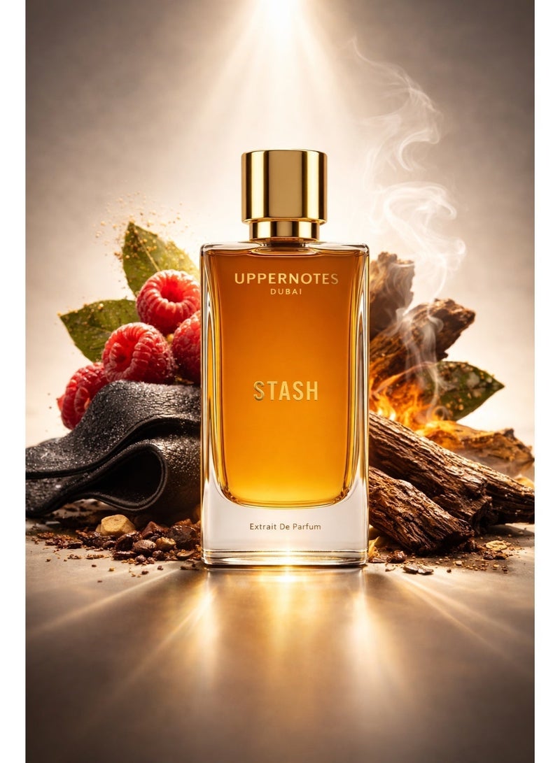 UpperNotes Stash Extrait De Parfum Unisex 80ml | Sweet Raspberry Leather Agarwood Oud | Smoky Long Lasting Arabian Fragrance UAE - Image 4