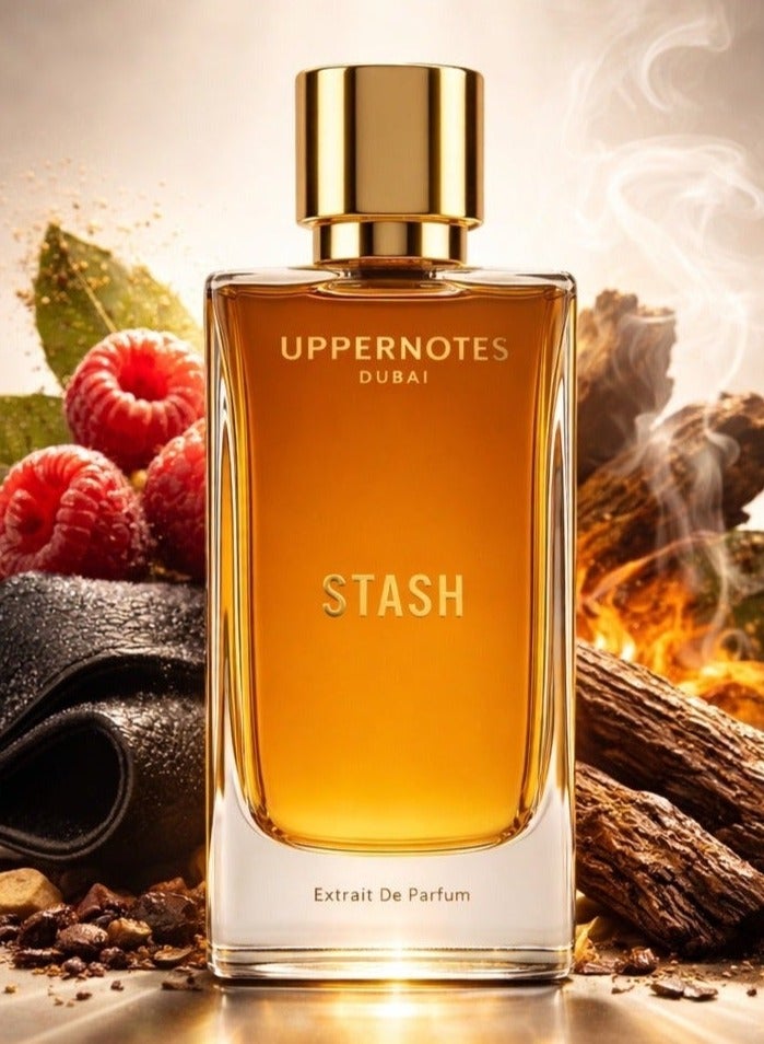 UpperNotes Stash Extrait De Parfum Unisex 80ml | Sweet Raspberry Leather Agarwood Oud | Smoky Long Lasting Arabian Fragrance UAE - Image 1