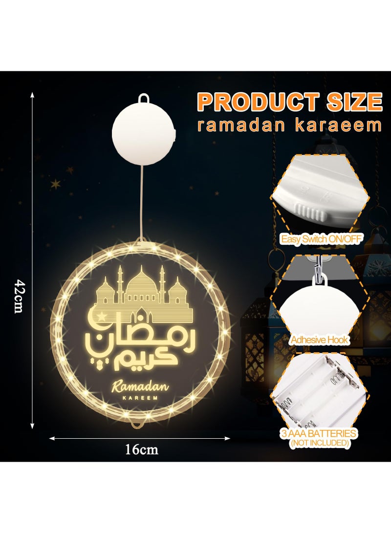 ميون أضواء LED ثلاثية الأبعاد لعيد الفطر ورمضان، أضواء رمضان كريم، ديكور إسلامي مبارك، أضواء دافئة للنوافذ، زينة عيد الفطر، كلمات وأضواء معلقة على شكل قلعة لتزيين غرف النوم والحفلات في الأماكن المغلقة والمفتوحة - Image 5