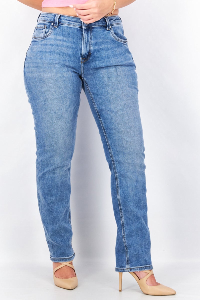 ESPRIT Women Regular Fit Washed Denim Jeans, Blue - Image 1