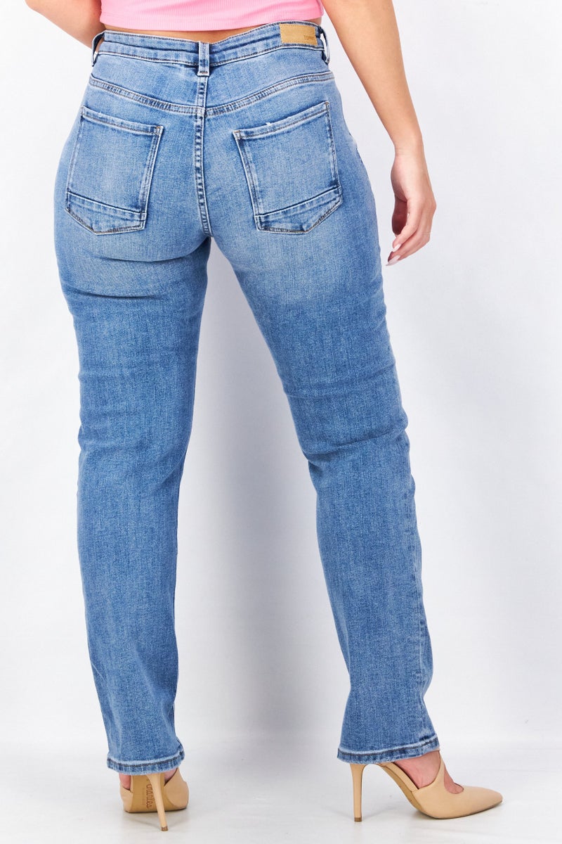 ESPRIT جينز دنيم مغسول بقصة عادية للنساء، أزرق - Image 2