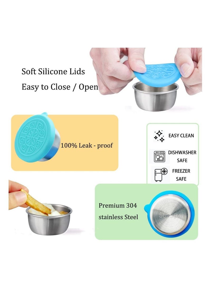 Gonice Salad Dressing Container To Go, 6x1.6oz Stainless Steel Small Condiment Containers with Silicone Lids, Leakproof and Resuable Sauce Dipping Cups Kids Mini Dips Food Storage for Lunch Box Bento Box - Image 5