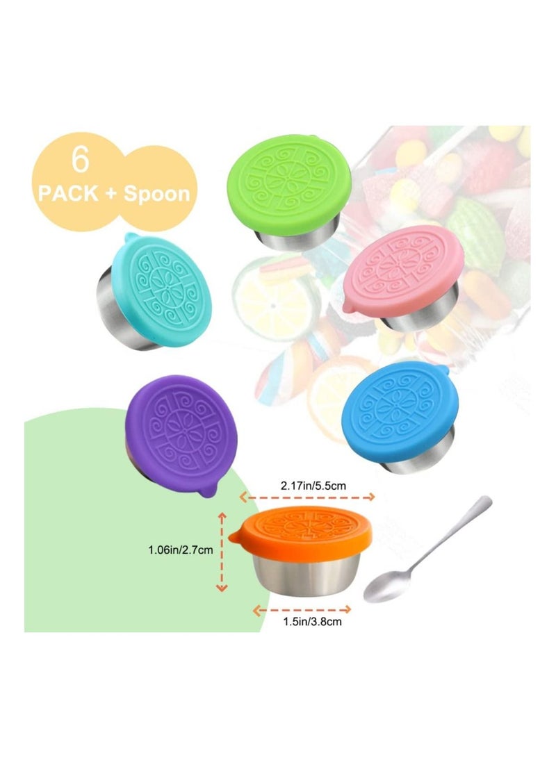 Gonice Salad Dressing Container To Go, 6x1.6oz Stainless Steel Small Condiment Containers with Silicone Lids, Leakproof and Resuable Sauce Dipping Cups Kids Mini Dips Food Storage for Lunch Box Bento Box - Image 4