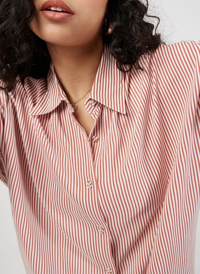 ساسافراس Red Striped Oversized Casual Shirt for Women