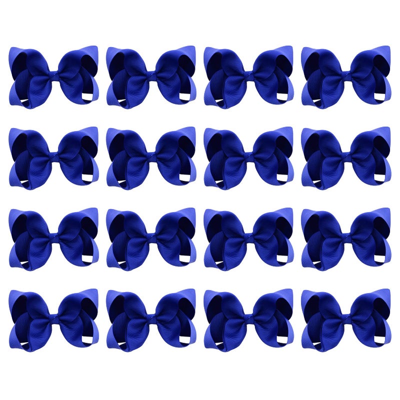 DEEKA 16 PCS 4 Handmade Hair Bow Grosgrain Ribbon Solid Color Hair Bow Alligator Clips Hair Accessories for Little Teen Toddler Girls Royal Blue