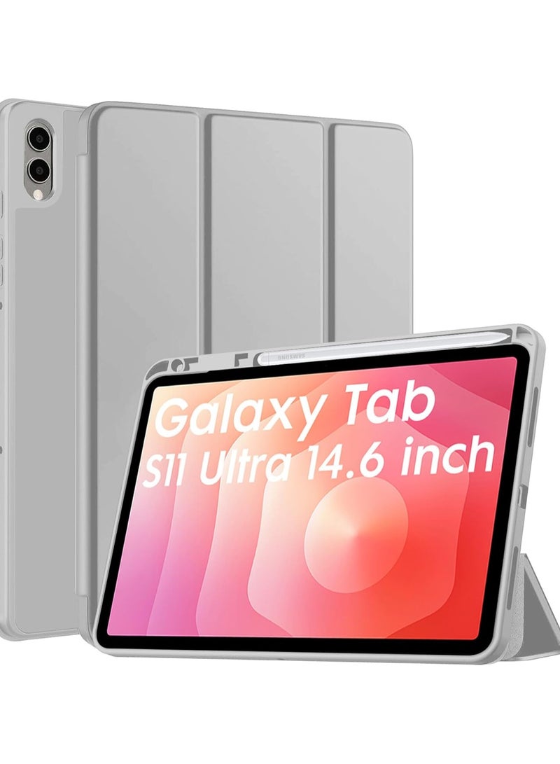 Protect Samsung Galaxy Tab S11 Ultra 14.6 Inch Case with S Pen Holder Slim Magnetic Trifold Stand Cover Shockproof Hard Back Protective Case Auto Sleep Wake for Samsung Tab S11 Ultra - Image 1