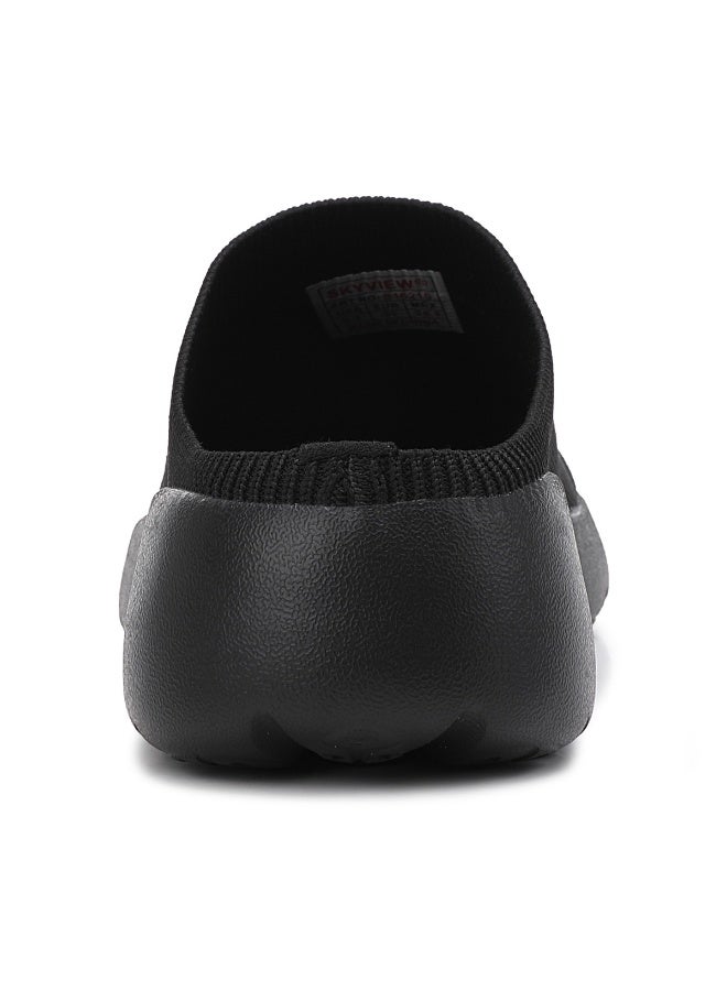 Sky View Mules for Women Slip on Shoes Knit Flats Lightweight Breathable Comfortable Walking Shoes - Image 3