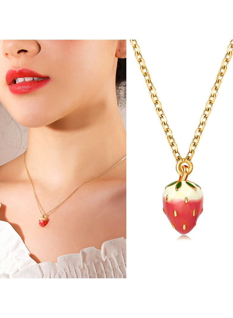 Satinior Strawberry Element Titanium Steel Necklace - Image 4