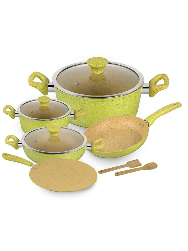 رويال فورد طقم أواني طهي من الألومنيوم المطروق مكون من  قطع، أخضر