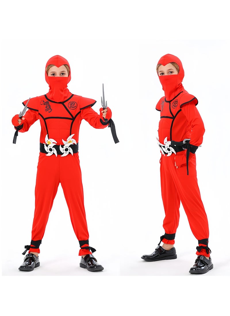 xppier Ninja Costume Boy Halloween Kids Costume With Ninja Foam Accessories Toys Best Children Gift, Size M, 8-10 Years  - Image 4