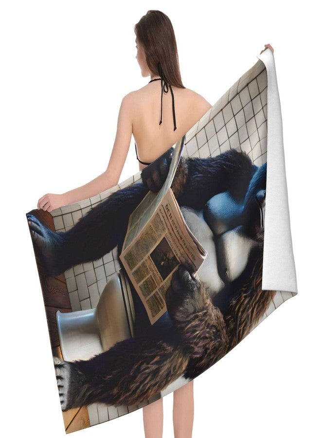 VODRM Funny Monkey Reading Newspaper Beach Towel,32x52in Microfiber Quick Dry Humorous Cool Gorilla Bathtub Bath Towels,Soft Lightweight Oversized Sand Free,for Travel Pool Swimming Gym Decor,Gifts - Image 3