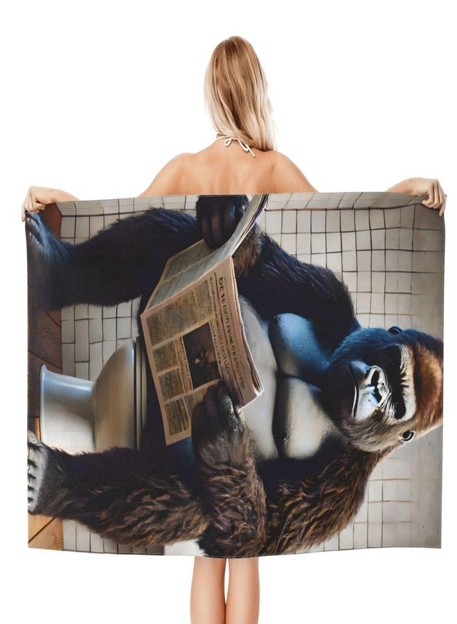 VODRM Funny Monkey Reading Newspaper Beach Towel,32x52in Microfiber Quick Dry Humorous Cool Gorilla Bathtub Bath Towels,Soft Lightweight Oversized Sand Free,for Travel Pool Swimming Gym Decor,Gifts - Image 2