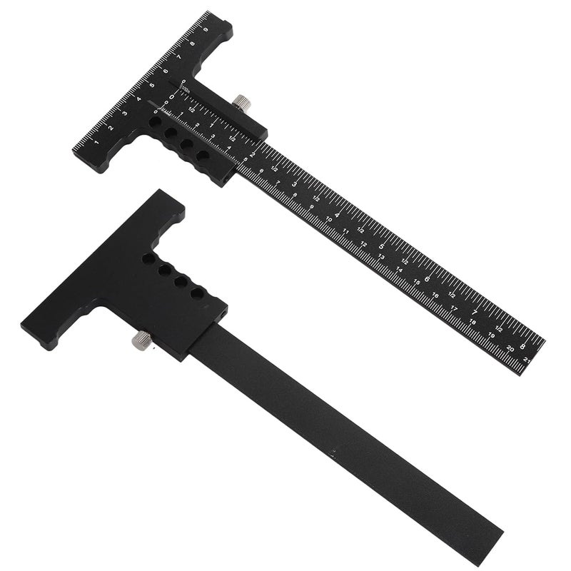 T Shape Aluminum Alloy Woodworking Scriber Ruler 9 Inch Black Precise Marking Tool - Image 4
