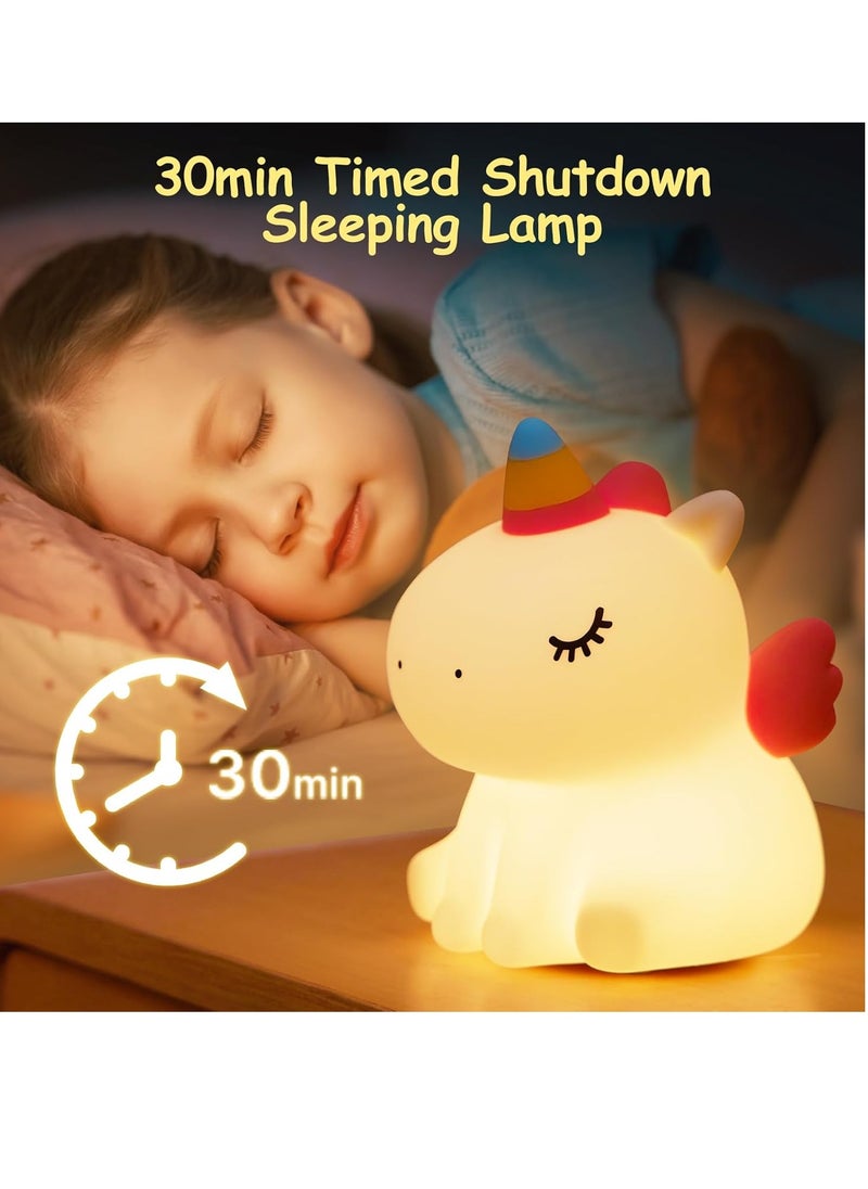 ARNOTEC - Kids LED Cute Unicorn Night Light, Silicone Rechargeable Night Light - 3 Level Dimmable Bedside Touch Lamp, Baby and Toddler Bedside Lamp, Great Gift for Boys Girls and Kids - Image 1