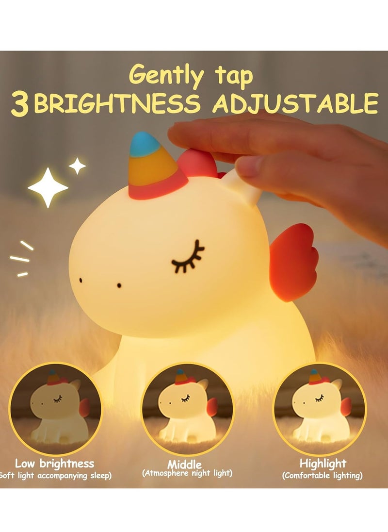 ARNOTEC - Kids LED Cute Unicorn Night Light, Silicone Rechargeable Night Light - 3 Level Dimmable Bedside Touch Lamp, Baby and Toddler Bedside Lamp, Great Gift for Boys Girls and Kids - Image 1