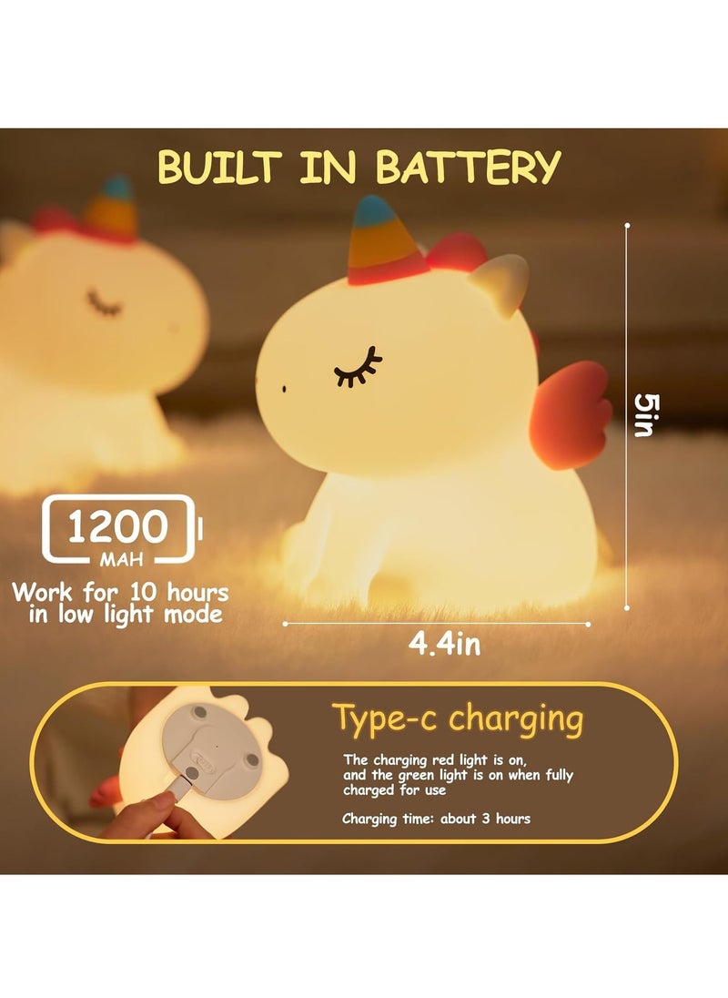 ARNOTEC - Kids LED Cute Unicorn Night Light, Silicone Rechargeable Night Light - 3 Level Dimmable Bedside Touch Lamp, Baby and Toddler Bedside Lamp, Great Gift for Boys Girls and Kids - Image 1