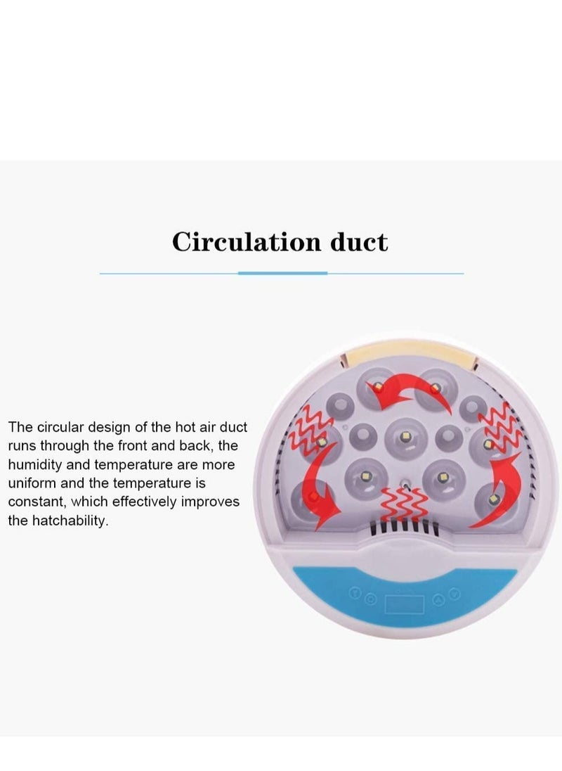 Excefore - Egg Incubator, with 9 LED Light Egg Candle Tester and Temperature Control Device, One-Key Incubation Mini Home Hatching Equipment, 9 Egg Incubator Breeder for Chicken, Duck, Goose, Bird - Image 1