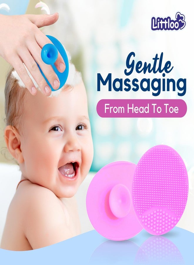 LITTLOO Gentle Scalp and Skin Soother Dirt_Removal Deep Cleaning Brush for Baby Cradle Cap - Soft Silicone Bristles for Safe and Effective Care - Pink (Pack of 2) - Image 2