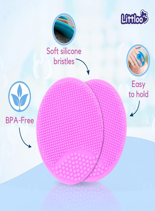 LITTLOO Gentle Scalp and Skin Soother Dirt_Removal Deep Cleaning Brush for Baby Cradle Cap - Soft Silicone Bristles for Safe and Effective Care - Pink (Pack of 2) - Image 3