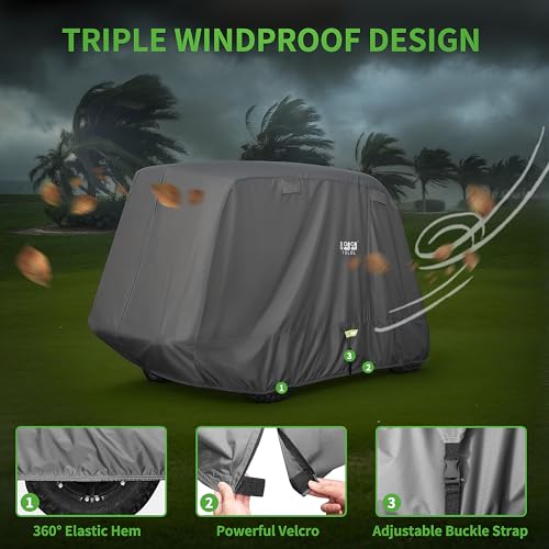 10L0L Heavy Duty Golf Cart Cover for 2/4/6 Passengers EZGO, Club Car and Yamaha, All Weather Outdoor Protection Weatherproof - Image 5