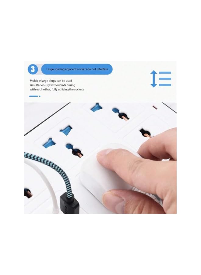 PROMASS Universal Extension Lead with Multiple Function,UK Plug 3 Pin Socket Outlet with 6 Gang | 3 USB Port | 1 Type-C Port,1.8M Electric Socket with Fuse Surge Protectors Mains Strip for Home, Office - Image 5