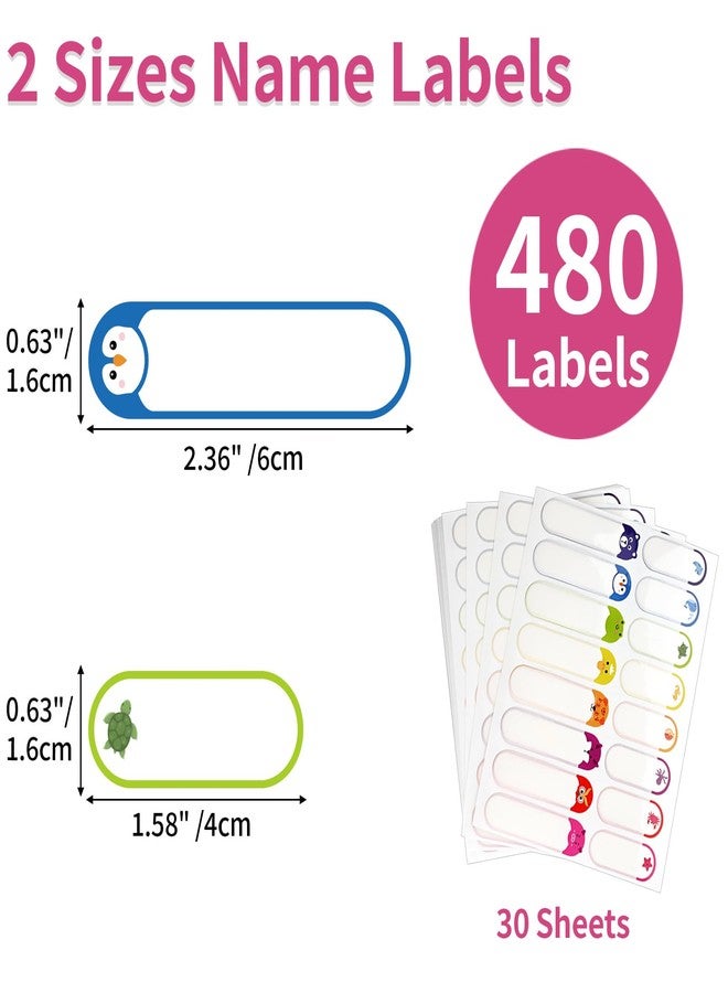 MOWPOG 480 Pcs Labels for Kids Stuff Daycare, Waterproof Baby Name Label, Washable Bottle Labels, Reusable Self-Adhesive Tag Stickers for School Essentials, Self-Laminating Write-on - Image 2