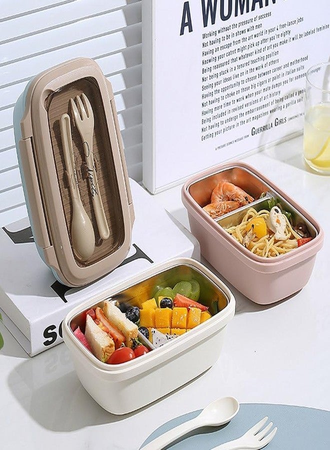 Lumevo 1000ml Heavy Duty Polypropylene Lunch Box | 2-Compartment Airtight Bento Box with Spoon | Leak-Proof & Durable Food Storage Container for Office, School, Travel & Outdoor (Multicolor, 1 Pc) - Image 2