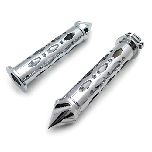XKMT-Chrome CNC Billet 7/8" 22mm Spike Car Ends Hand Grips Compatible with Suzuki GSXR Hayabusa Yamaha FZR YZF 600 R1 R6 [B01G80SELW] - Image 2