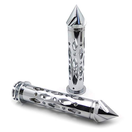 XKMT-Chrome CNC Billet 7/8" 22mm Spike Car Ends Hand Grips Compatible with Suzuki GSXR Hayabusa Yamaha FZR YZF 600 R1 R6 [B01G80SELW] - Image 4