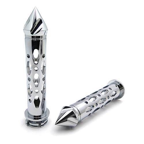 XKMT-Chrome CNC Billet 7/8" 22mm Spike Car Ends Hand Grips Compatible with Suzuki GSXR Hayabusa Yamaha FZR YZF 600 R1 R6 [B01G80SELW] - Image 5