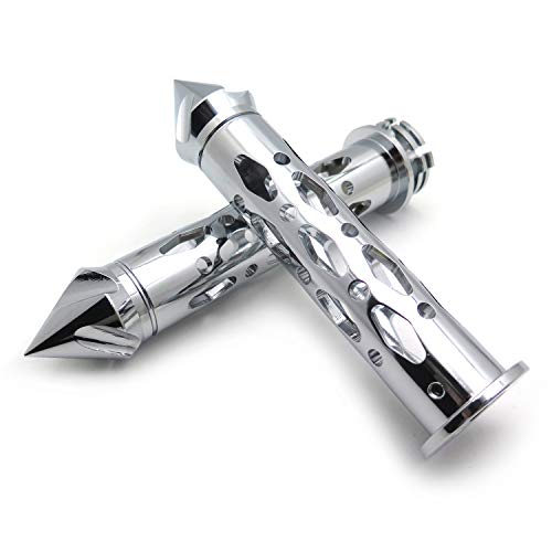 XKMT-Chrome CNC Billet 7/8" 22mm Spike Car Ends Hand Grips Compatible with Suzuki GSXR Hayabusa Yamaha FZR YZF 600 R1 R6 [B01G80SELW] - Image 3
