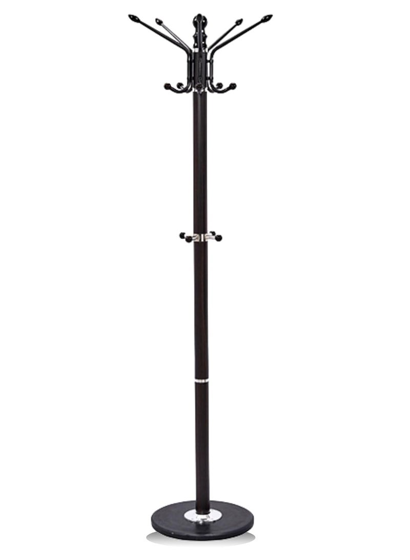 ECVV Free Standing Hall Coat Tree with 14 Hooks, Stand Tree Rack with Round Base, Entryway Coat Stand for Purses, Clothes, Scarves, for Hallway, Bedroom, Living Room | Black - Image 1