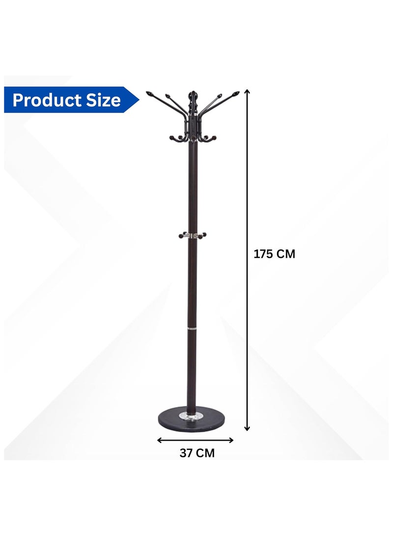 ECVV Free Standing Hall Coat Tree with 14 Hooks, Stand Tree Rack with Round Base, Entryway Coat Stand for Purses, Clothes, Scarves, for Hallway, Bedroom, Living Room | Black - Image 3