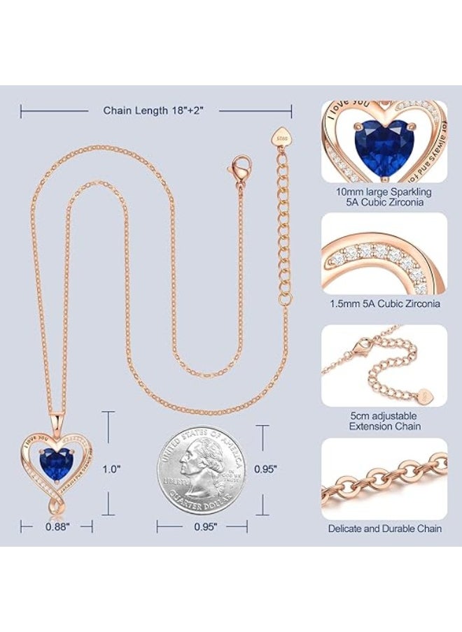 Zifeel Infinity Heart Pendant 925 Sterling Silver, Rose Gold Birthstone Necklace  - Image 5