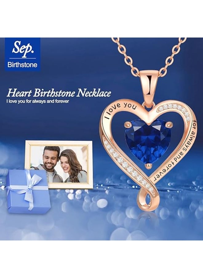 Zifeel Infinity Heart Pendant 925 Sterling Silver, Rose Gold Birthstone Necklace  - Image 4