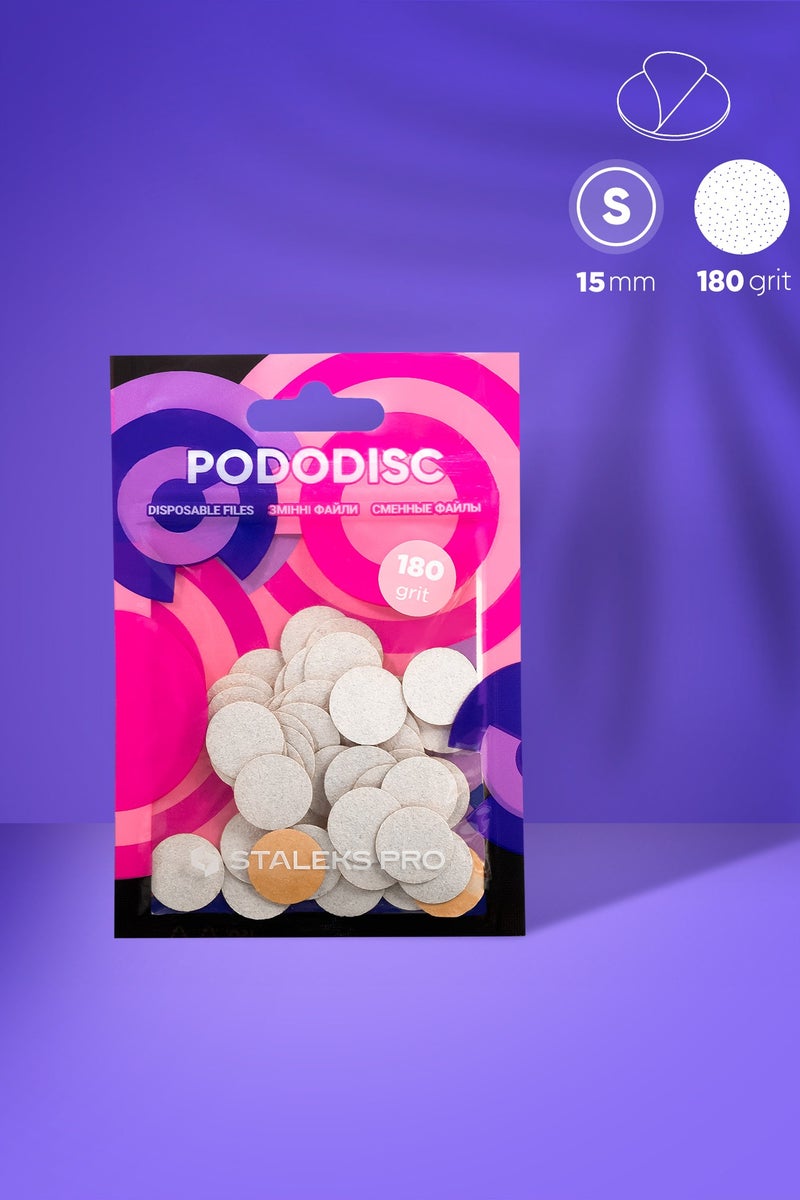 STALEKS PRO White refill pads for pedicure disc Pododisc  S, 180 grit (50 pc) - Image 1