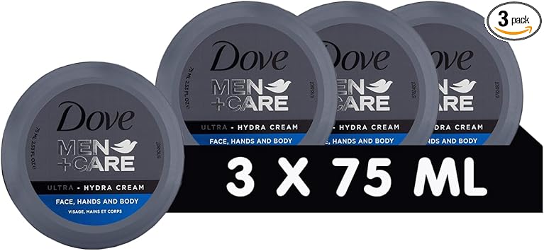 Dove Men+Care DOVE MEN CARE Ultra Hydra Cream Moisturising Effect for Face Hands Body Suitable for All Skin Types 3 x 75 ml - Image 1