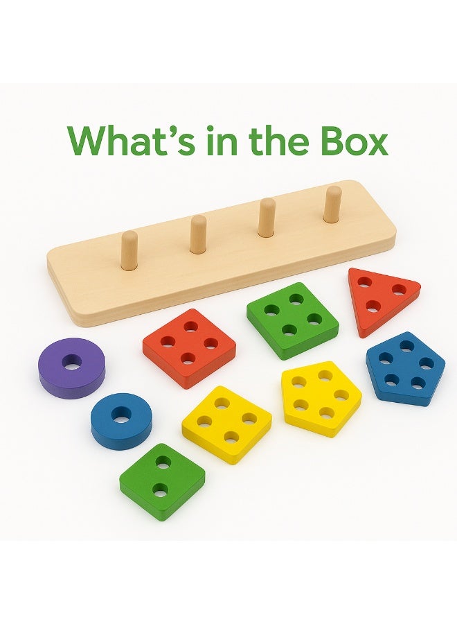 Wooden Geometric Shape Sorting Board, Educational Stacking Toy Set with Colourful Blocks, Early Learning Development Toy - Image 4