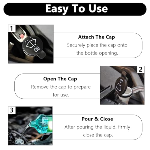 Aorplim Washer Fluid Cap/Windshield Washer Reservoir Cap Replacement for GMC Chevrolet Cadillac Buick Camaro Silverado Cruze - OEM# 12767700 13227300 1450270 - Windshield Wiper Fluid Cap 2PCS Set - Image 4