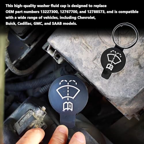 Aorplim Washer Fluid Cap/Windshield Washer Reservoir Cap Replacement for GMC Chevrolet Cadillac Buick Camaro Silverado Cruze - OEM# 12767700 13227300 1450270 - Windshield Wiper Fluid Cap 2PCS Set - Image 5