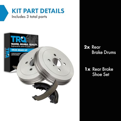 TRQ Rear Brake Drum & Shoe Kit LH Driver & RH Passenger Sides Compatible with Scion xA xB - Image 2