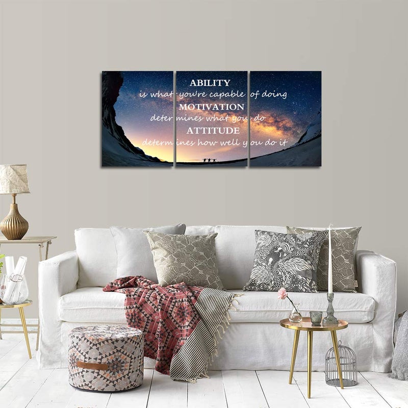 Yetaryy Motivational Quotes Canvas Wall Art Inspirational Ability Motivation Attitude Saying Words Posters Prints Entrepreneur Quote Home Office Bedroom Decor 3 Panels Ready to Hang - 36" W x 16" H - Image 4