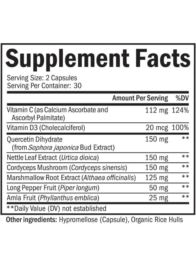 BioSchwartz Respiratory & Immune Lung Support Supplement with Quercetin, Vitamin D & Cordyceps, Helps Soothe Respiratory Tissues While Loosening Mucus, Lung Health Vitamins for Women & Men, 60 Capsules - Image 3