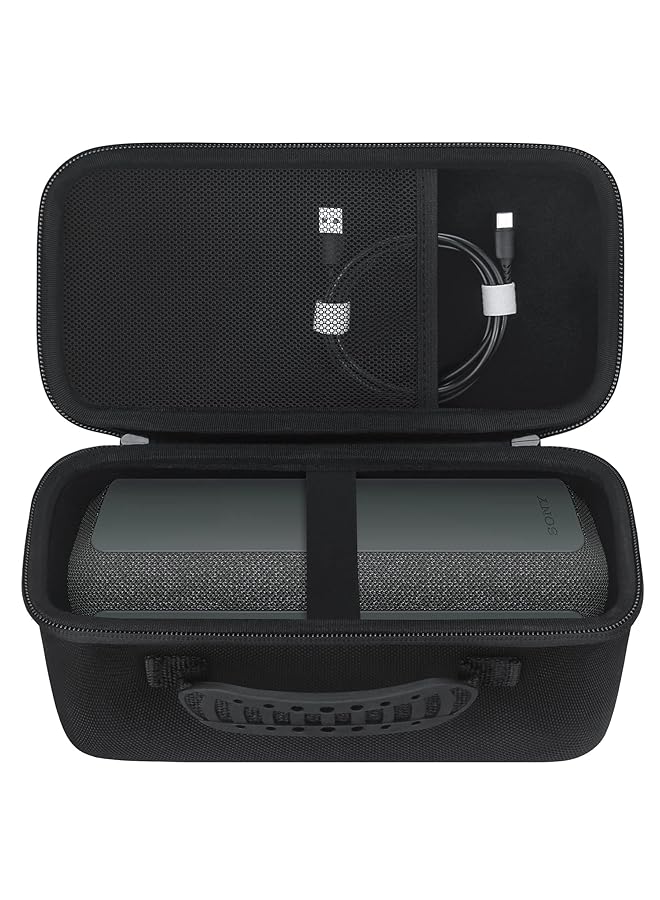 بوفك حافظة حمل صلبة لهاتف Sony Srs Xe300 X Series مكبر صوت بخاصية البلوتوث قابل للنقل جيب شبكي لكابلات شحن USB باللون الأسود - Image 1