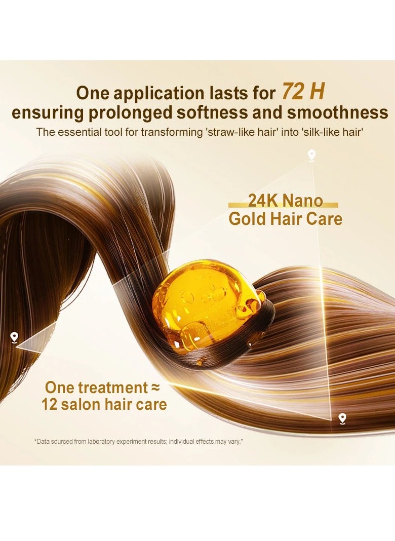 PURC 50ml 24k Gold Nourishing Hair Care Oil Shiny Soft Deeply Nourishing Multi Effect Repair Hair Oil with 24k Gold Argon Oil Coconut Oil Olive Oil Hair Care Oil for Dry and Damaged Hair Serum  - Image 2