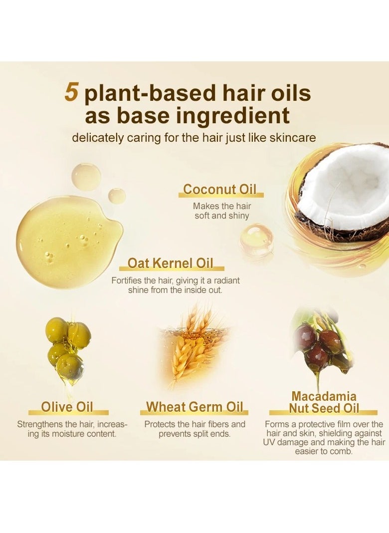 PURC 50ml 24k Gold Nourishing Hair Care Oil Shiny Soft Deeply Nourishing Multi Effect Repair Hair Oil with 24k Gold Argon Oil Coconut Oil Olive Oil Hair Care Oil for Dry and Damaged Hair Serum  - Image 5