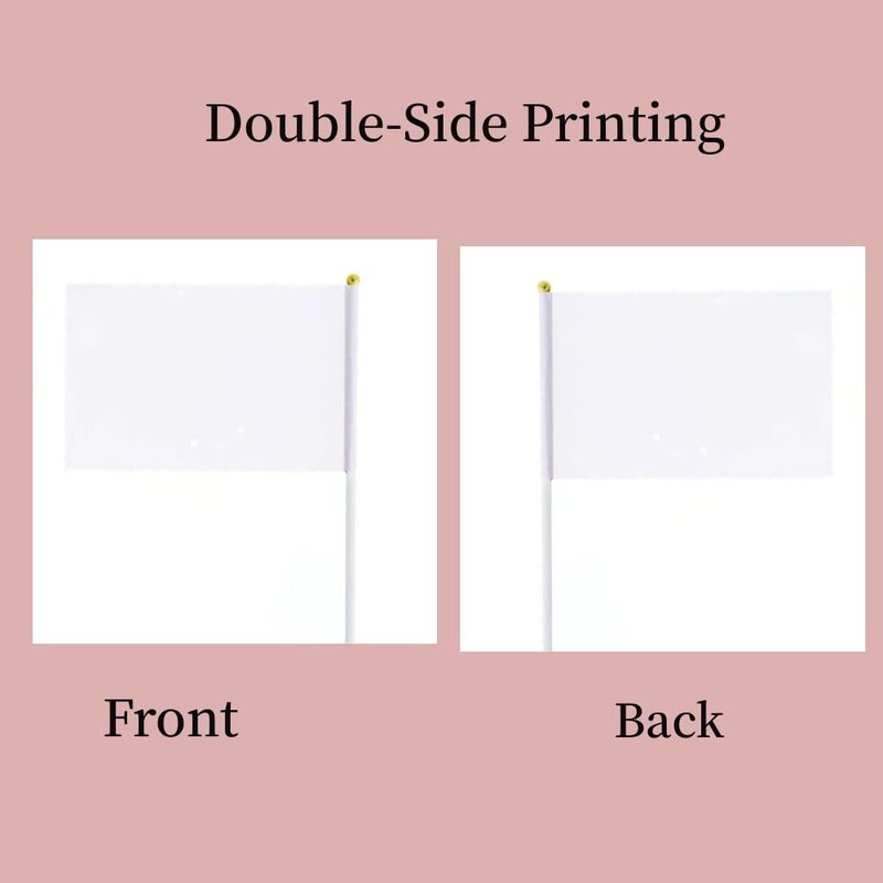 BIGTREE 50 Pack Blank Flag DIY Hand Waving Flags and Banners Pennant Decoration for Game Parade Sport Events, Festival Party Handheld Flags with Plastic Stick 14 * 21cm with Gold Ball - Image 3