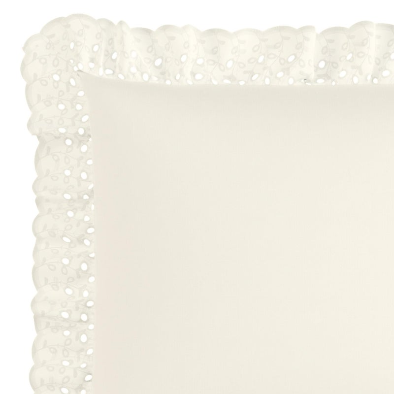 FRESH IDEAS Bedding Eyelet Ruffled Pillow Sham Euro, Ivory - Image 2